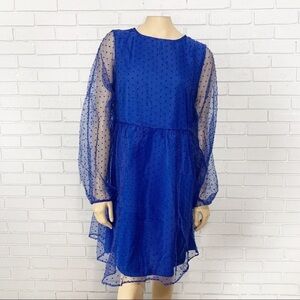 Vila Women’s Mazarine Blue Sheer Spot Smock Dress